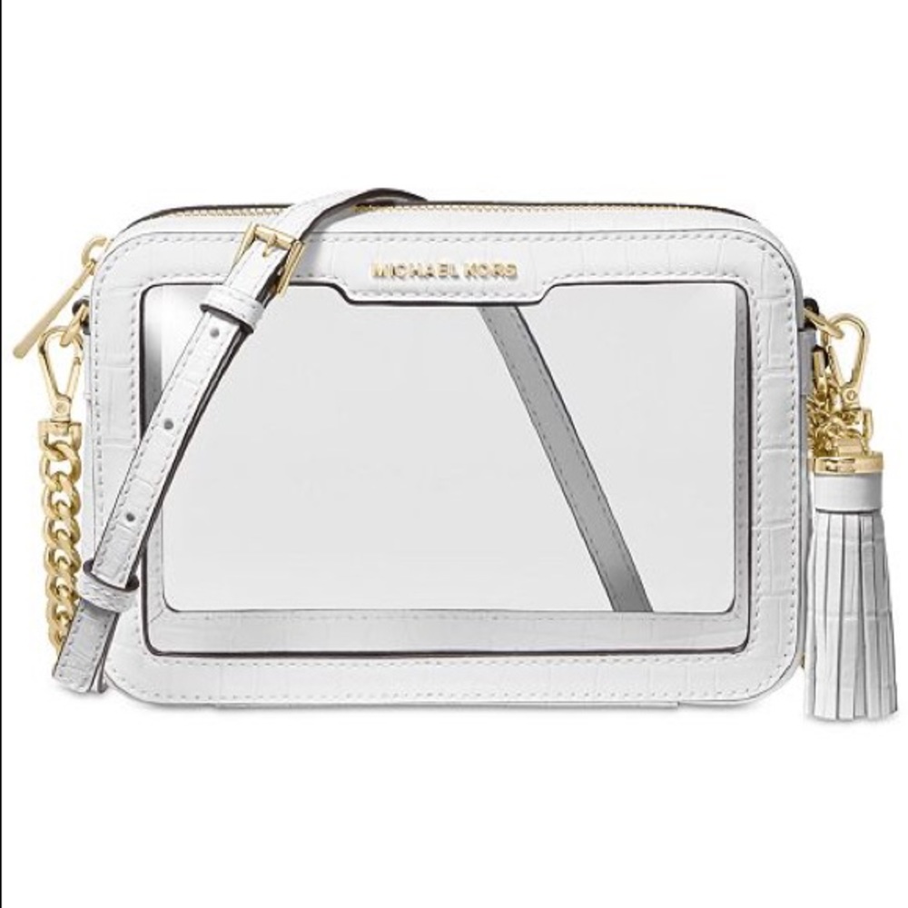 Michael Kors Ginny Clear and Leather Crossbody
